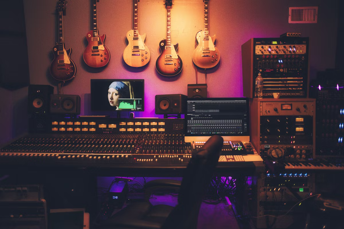 Analog studio hardware close-up